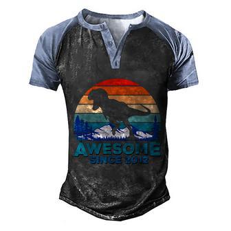 Awesome Since 2012 9 Years Old Dinosaur Men's Henley Shirt Raglan Sleeve 3D Print T-shirt - Thegiftio UK