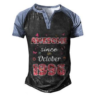 Awesome Since October 1996 Birthday Graphic Design Printed Casual Daily Basic Men's Henley Shirt Raglan Sleeve 3D Print T-shirt - Thegiftio UK