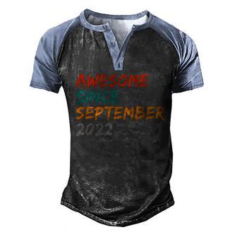 Awesome Since September V20 Men's Henley Shirt Raglan Sleeve 3D Print T-shirt - Thegiftio UK
