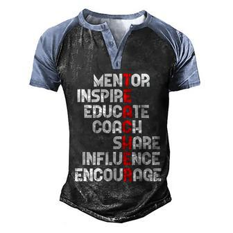 Awesome Teacher Definition Mentor Coach Educate Inspire Graphic Design Printed Casual Daily Basic Men's Henley Shirt Raglan Sleeve 3D Print T-shirt - Thegiftio UK