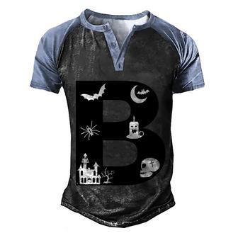 B Name Character Dracula Funny Halloween Quote Graphic Design Printed Casual Daily Basic Men's Henley Shirt Raglan Sleeve 3D Print T-shirt - Thegiftio UK