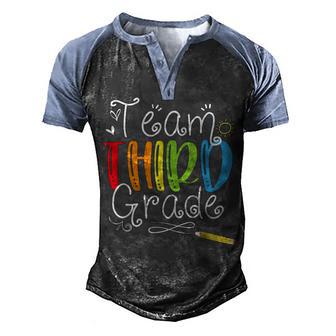 Back To School Gifts Team Third Grade 3Rd Teacher Student Graphic Design Printed Casual Daily Basic Men's Henley Shirt Raglan Sleeve 3D Print T-shirt - Thegiftio UK