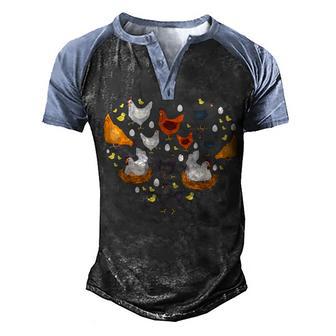 Backyard Chicken Love Heart 2 Men's Henley Shirt Raglan Sleeve 3D Print T-shirt - Thegiftio UK
