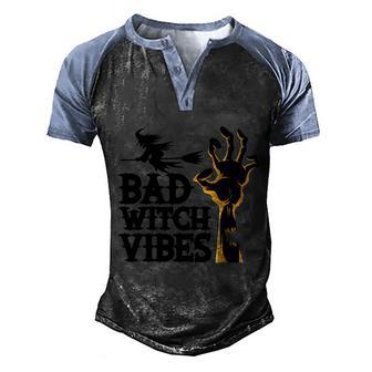 Bad Witch Vibes Halloween Quote Graphic Design Printed Casual Daily Basic V2 Men's Henley Shirt Raglan Sleeve 3D Print T-shirt - Thegiftio UK