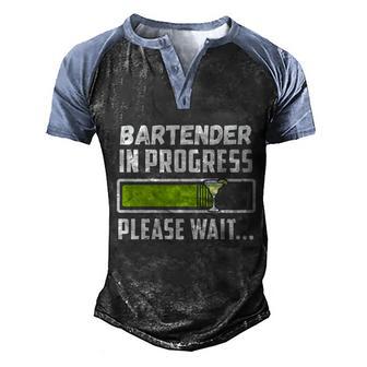 Bartender In Progress Please Wait Funny Future Bartender Gift Graphic Design Printed Casual Daily Basic Men's Henley Shirt Raglan Sleeve 3D Print T-shirt - Thegiftio UK