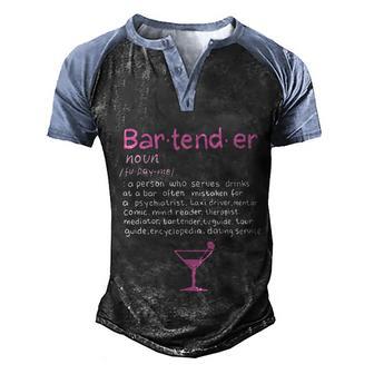 Bartender Noun Definition Funny Cocktail Bar Gift Graphic Design Printed Casual Daily Basic V2 Men's Henley Shirt Raglan Sleeve 3D Print T-shirt - Thegiftio UK
