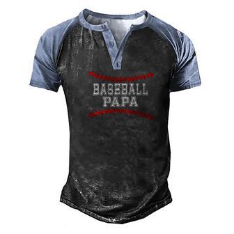 Baseball Papa Shirt Proud Papa Gift Christmas Fathers Day Men's Henley Shirt Raglan Sleeve 3D Print T-shirt - Thegiftio UK