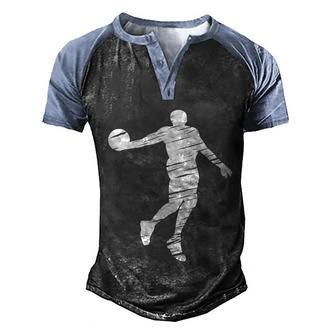 Basketball Player Retro Lines Gift Men's Henley Shirt Raglan Sleeve 3D Print T-shirt - Monsterry