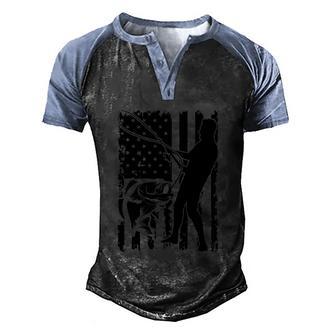 Bass Fishing Grunge American Flag Graphic Design Printed Casual Daily Basic Men's Henley Shirt Raglan Sleeve 3D Print T-shirt - Thegiftio UK
