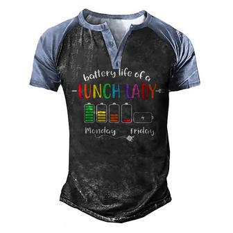 Battery Life Of A School Lunch Lady Cafeteria Worker Teacher Graphic Design Printed Casual Daily Basic Men's Henley Shirt Raglan Sleeve 3D Print T-shirt - Thegiftio UK