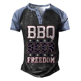 Bbq Beer Fredom 20 Graphic Design Printed Casual Daily Basic Men's Henley Shirt Raglan Sleeve 3D Print T-shirt - Thegiftio UK