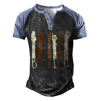 Be Kind Sign Language Men's Henley Shirt Raglan Sleeve 3D Print T-shirt - Thegiftio UK