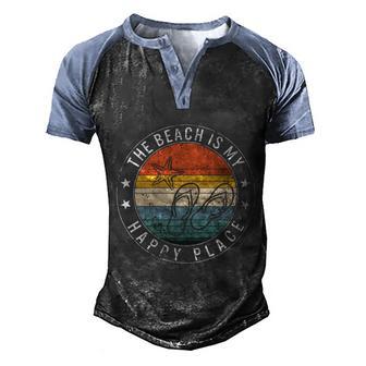 Beach Is My Happiest Place Family Trip Summer Vacation Gift Men's Henley Shirt Raglan Sleeve 3D Print T-shirt - Thegiftio UK