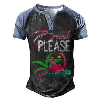 Beach Please Funny Mens & Womens For Flamingo Lovers Men's Henley Shirt Raglan Sleeve 3D Print T-shirt - Thegiftio UK