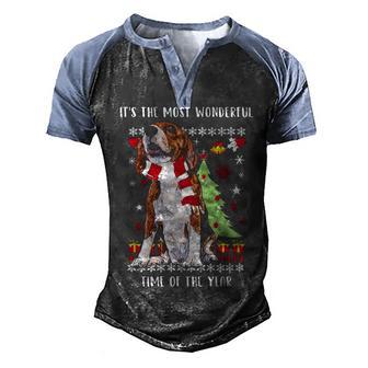 Beagle Xmas Men's Henley Shirt Raglan Sleeve 3D Print T-shirt - Thegiftio UK