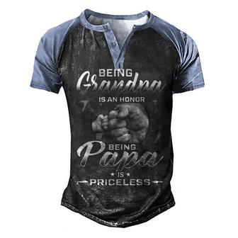 Being Grandpa Is An Honor Being Papa Is Priceless Men's Henley Shirt Raglan Sleeve 3D Print T-shirt - Thegiftio UK