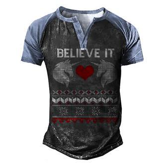 Believe It Christmas Gift T Graphic Design Printed Casual Daily Basic Men's Henley Shirt Raglan Sleeve 3D Print T-shirt - Thegiftio UK