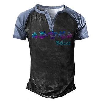 Belize Beach Design Tribal Turtle Gift Men's Henley Shirt Raglan Sleeve 3D Print T-shirt - Thegiftio UK