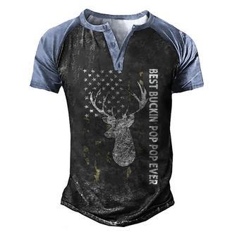 Best Buckin Pop Pop Ever Hunting Camouflage Back V2 Men's Henley Shirt Raglan Sleeve 3D Print T-shirt - Thegiftio UK