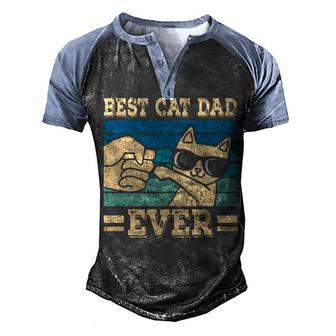Best Cat Dad Ever V5 Men's Henley Shirt Raglan Sleeve 3D Print T-shirt - Thegiftio UK