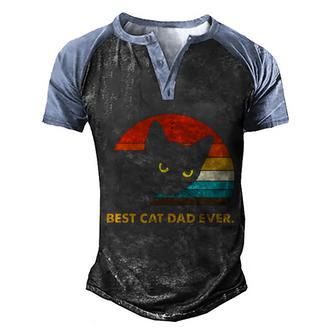 Best Cat Dad Ever Vintage Black Cat Daddy Men's Henley Shirt Raglan Sleeve 3D Print T-shirt - Thegiftio UK