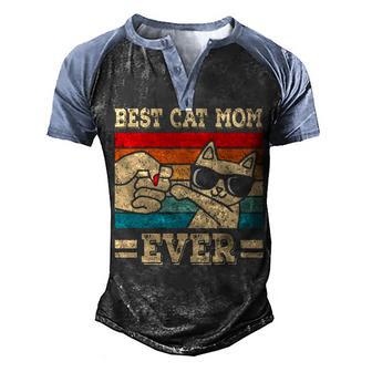 Best Cat Mom Ever V3 Men's Henley Shirt Raglan Sleeve 3D Print T-shirt - Thegiftio UK