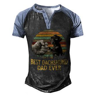 Best Dachshund Dad Ever Vintage Sunset Retro Men's Henley Shirt Raglan Sleeve 3D Print T-shirt - Thegiftio UK