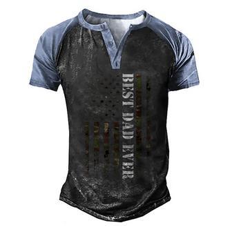 Best Dad Ever Us Vintage Flag Father Mother Military Veteran Graphic Design Printed Casual Daily Basic Men's Henley Shirt Raglan Sleeve 3D Print T-shirt - Thegiftio UK