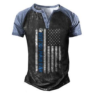 Best Dog Papaw Ever American Flag Men's Henley Shirt Raglan Sleeve 3D Print T-shirt - Thegiftio UK