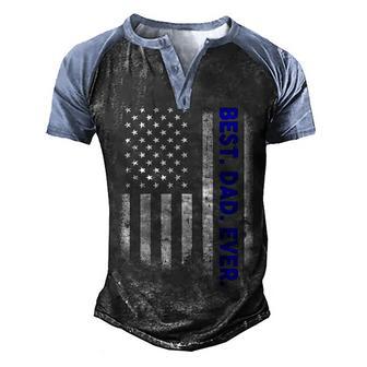 Best Ever American Flag PolicePng Men's Henley Shirt Raglan Sleeve 3D Print T-shirt - Thegiftio UK