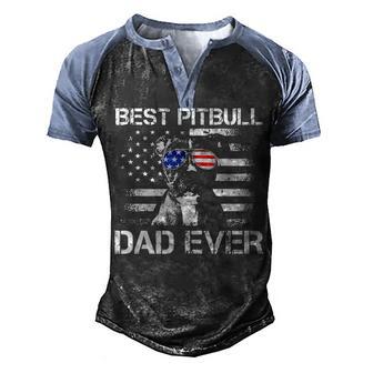 Best Pitbull Dad Ever American Flag 4Th Of July Gifts Men's Henley Shirt Raglan Sleeve 3D Print T-shirt - Thegiftio UK
