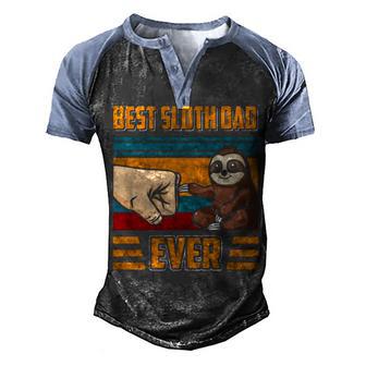 Best Sloth Dad Ever Funny T Men's Henley Shirt Raglan Sleeve 3D Print T-shirt - Thegiftio UK