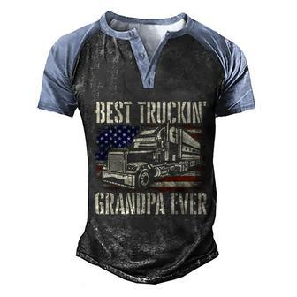 Best Truckin Grandpa Gift Big Rig Semi Truck Driver Trucker Gift Men's Henley Shirt Raglan Sleeve 3D Print T-shirt - Monsterry CA