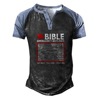 Bible Emergency Numbers Funny Christian Bible Men's Henley Shirt Raglan Sleeve 3D Print T-shirt - Monsterry DE