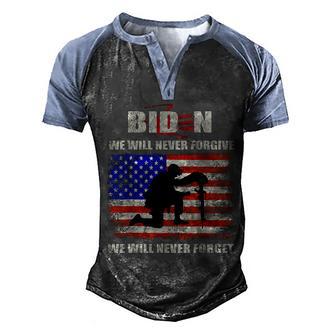 Biden Blood On His Hands Usa Flag Vintage Biden Handprint Graphic Design Printed Casual Daily Basic Men's Henley Shirt Raglan Sleeve 3D Print T-shirt - Thegiftio UK