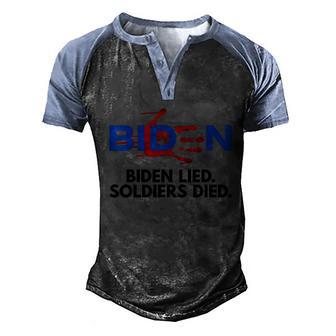 Biden Lied Soldiers Died Republican Anti Biden Graphic Design Printed Casual Daily Basic Men's Henley Shirt Raglan Sleeve 3D Print T-shirt - Thegiftio UK