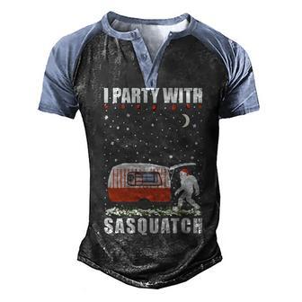 Bigfoot Funny Camping Christmas Men's Henley Shirt Raglan Sleeve 3D Print T-shirt - Thegiftio UK