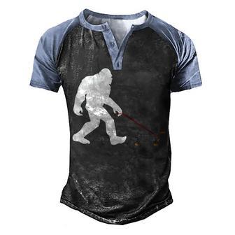 Bigfoot Walking With Dachshund 1 Men's Henley Shirt Raglan Sleeve 3D Print T-shirt - Thegiftio UK