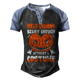 Biker Grandma Scary Enough Without A Costume Men's Henley Shirt Raglan Sleeve 3D Print T-shirt - Thegiftio UK