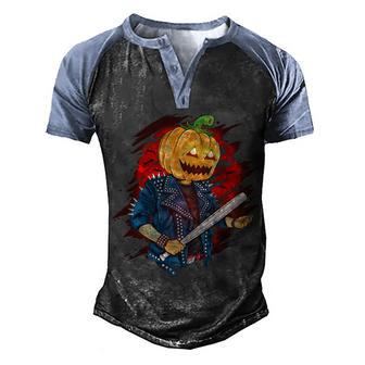 Biker Pumpkin Cool Halloween Graphic Design Printed Casual Daily Basic Men's Henley Shirt Raglan Sleeve 3D Print T-shirt - Thegiftio UK