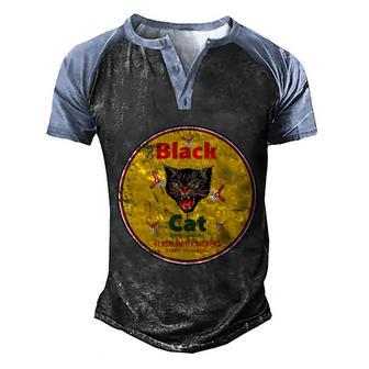 Black Cat Firecrackers Men's Henley Shirt Raglan Sleeve 3D Print T-shirt - Thegiftio UK