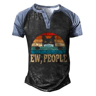 Black Cat Funny Ew People Gift Men's Henley Shirt Raglan Sleeve 3D Print T-shirt - Thegiftio UK