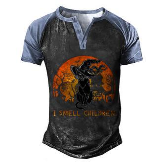 Black Cat I Smell Children Men's Henley Shirt Raglan Sleeve 3D Print T-shirt - Thegiftio UK