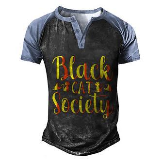 Black Cat Society Halloween Quote Graphic Design Printed Casual Daily Basic Men's Henley Shirt Raglan Sleeve 3D Print T-shirt - Thegiftio UK