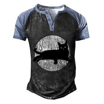 Black Cat V3 Men's Henley Shirt Raglan Sleeve 3D Print T-shirt - Thegiftio UK