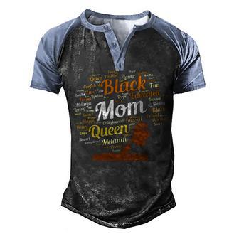 Black Educated Mom Queen Men's Henley Shirt Raglan Sleeve 3D Print T-shirt - Thegiftio UK