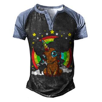 Black Girl Magic Unicorn Afro Puffs Brown Skin Cute Girls Graphic Design Printed Casual Daily Basic Men's Henley Shirt Raglan Sleeve 3D Print T-shirt - Thegiftio UK