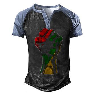 Black History Month Fist Gift Women Men Kids V2 Men's Henley Shirt Raglan Sleeve 3D Print T-shirt - Thegiftio UK