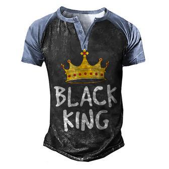 Black King Crown Men's Henley Shirt Raglan Sleeve 3D Print T-shirt - Thegiftio UK