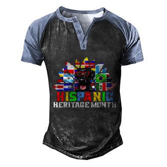 Black Labrador Sunflower National Hispanic Heritage Month Graphic Design Printed Casual Daily Basic Men's Henley Shirt Raglan Sleeve 3D Print T-shirt - Thegiftio UK
